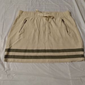 Caslon Ladies Skirt, sz L, Beige & Olive Green strip, 100%cotton, pre-owned